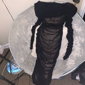 Black long rouched dress